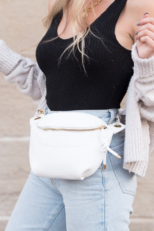 Luxe Convertible Sling Belt Bum Bag | White