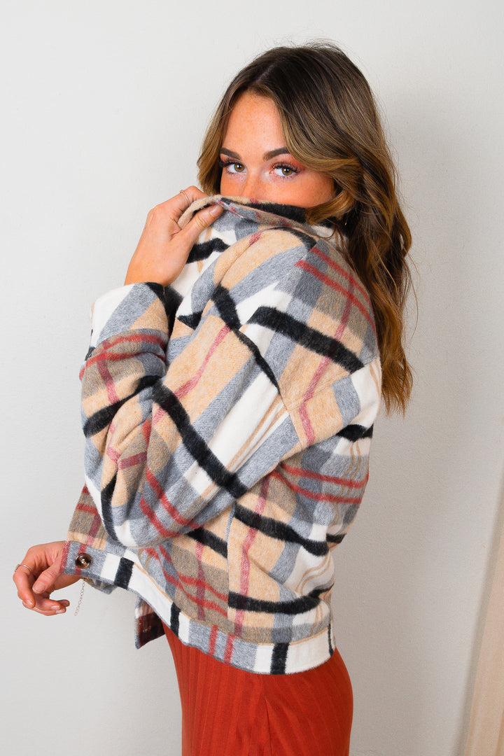 My Wish Plaid Sherpa Lined Jacket