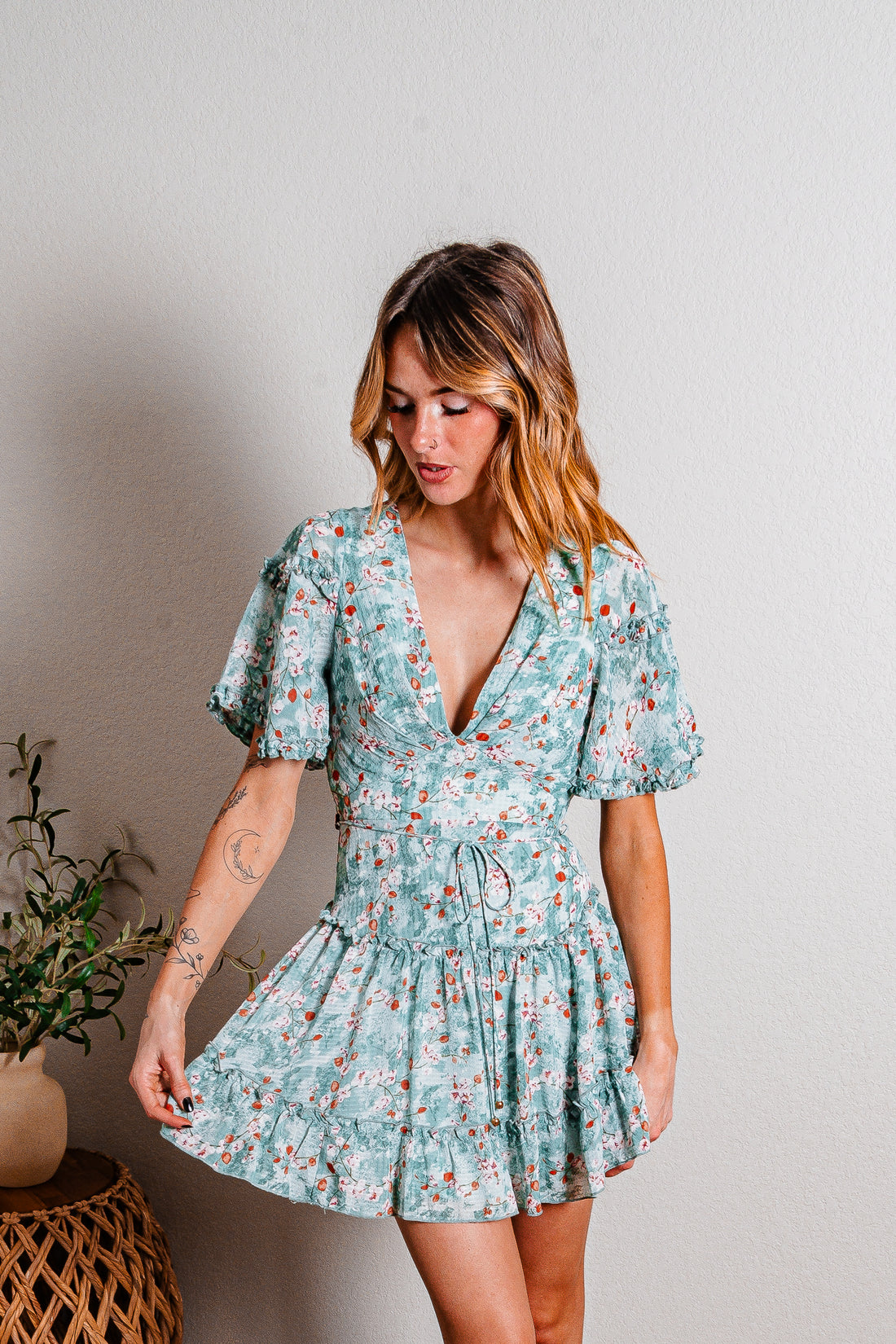 Find Me Again Floral Tiered Mini Dress