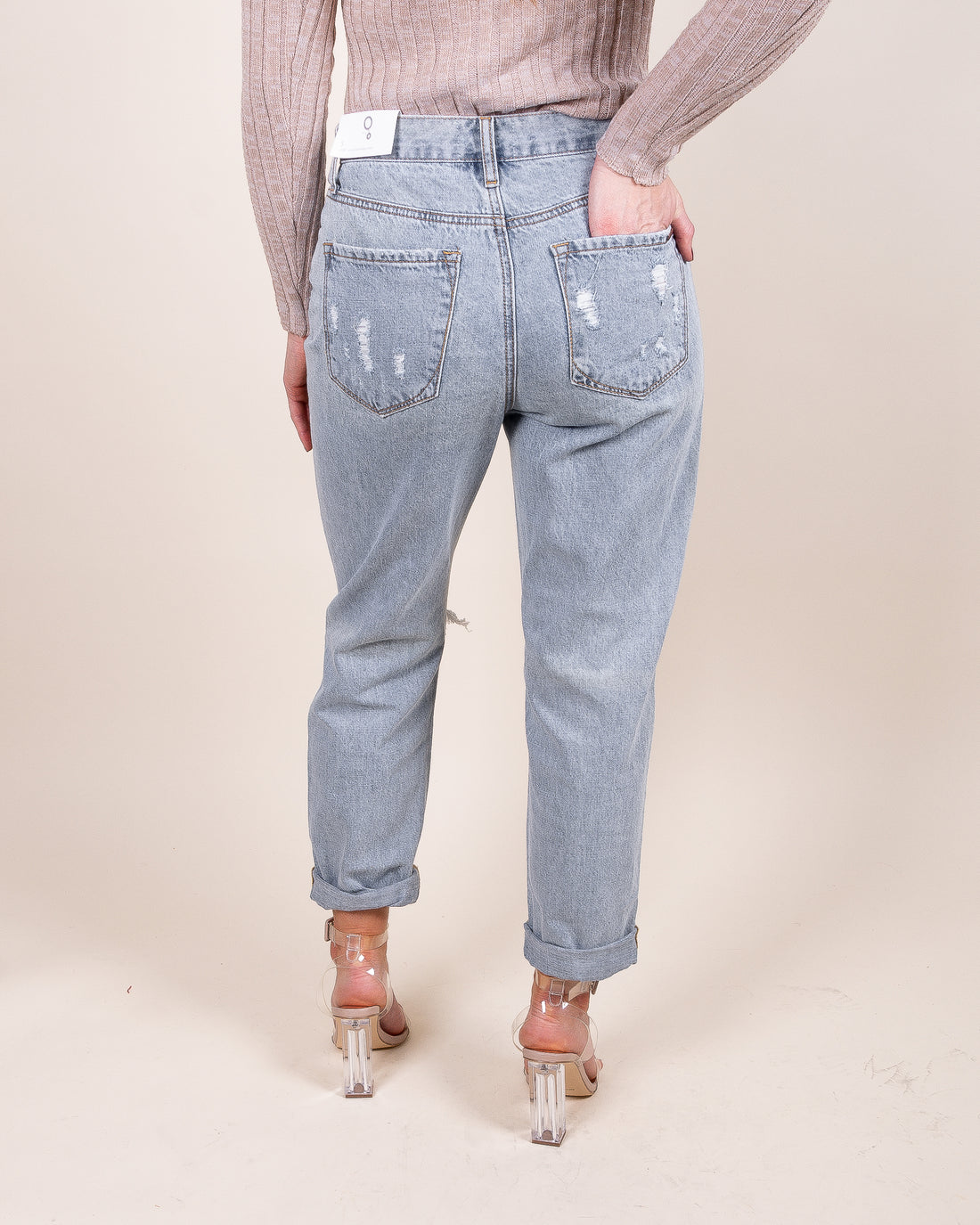 Daya High Rise Distressed Girlfriend Denim