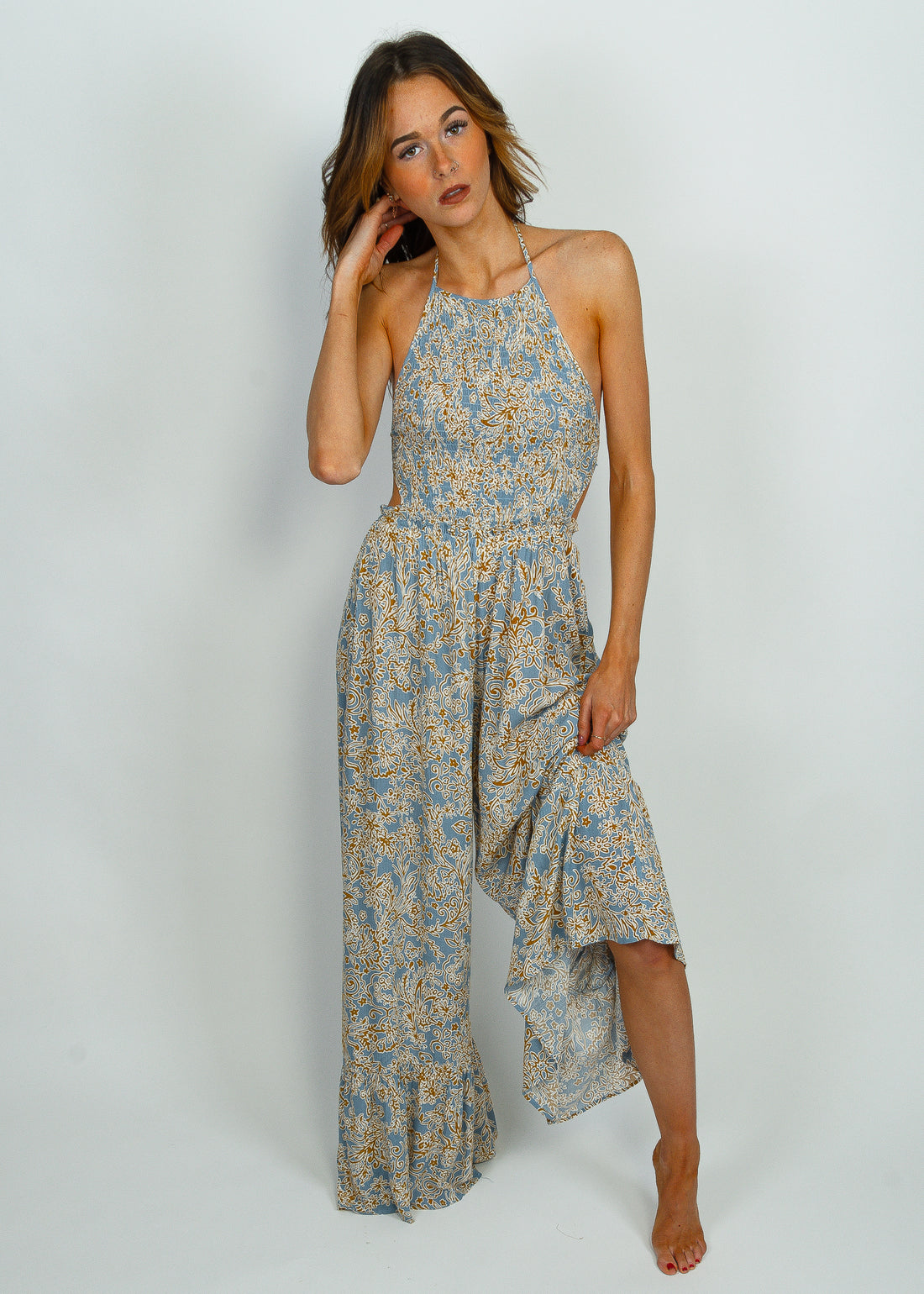 Timing Is Everything Open Back  Wide Leg Jumpsuit