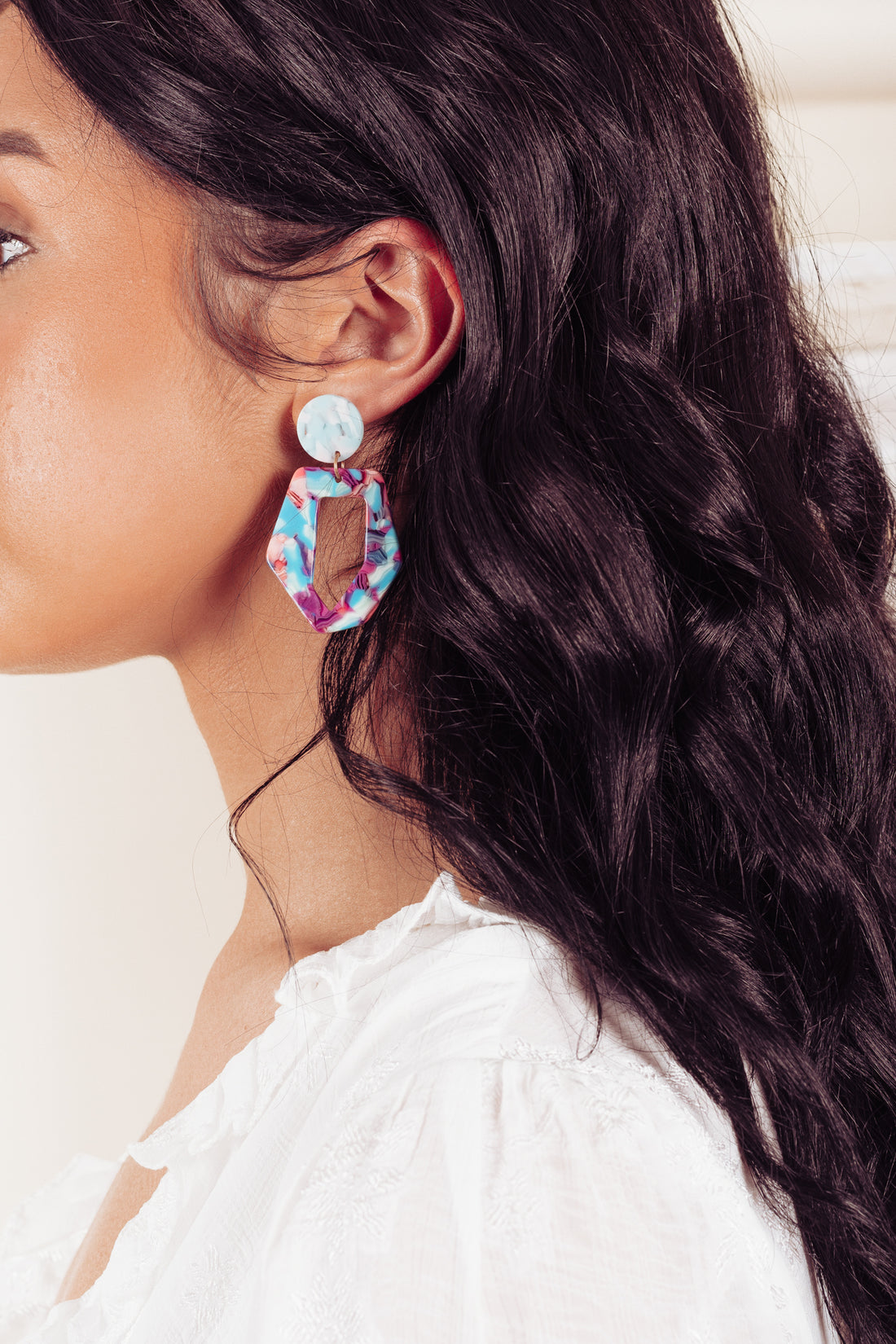 Jolene Marbled Asymmetrical Earring - Truelynn Clothing Company