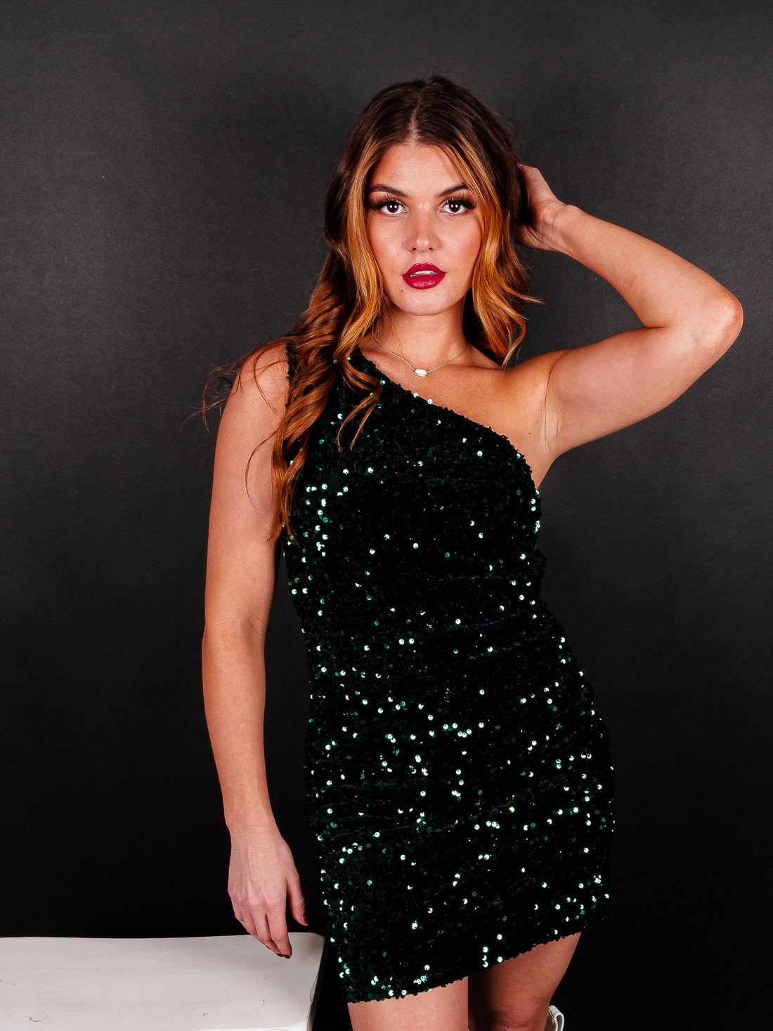 So Mesmerizing One Shoulder Sequins Bodycon Mini Dress