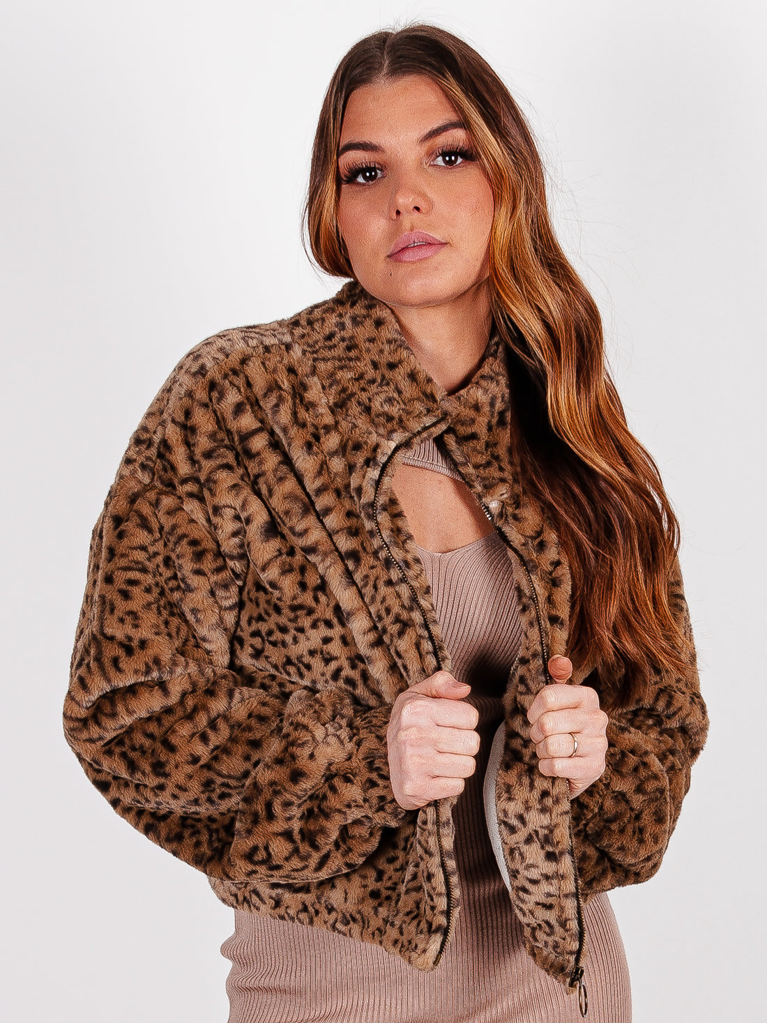 Wild Thang Faux Fur Leopard Pullover Jacket