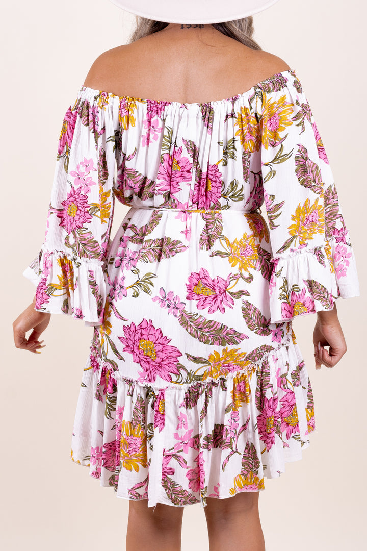 Path To Petals Floral Off The Shoulder Dress - Truelynn Clothing Company
