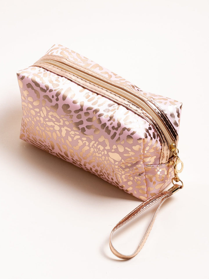 Lucky you Print Metallic Cosmetic Bag (Pink) - Truelynn Clothing Company