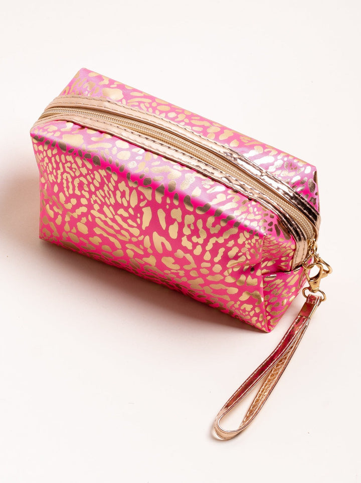 Lucky you Print Metallic Cosmetic Bag (Hot Pink) - Truelynn Clothing Company