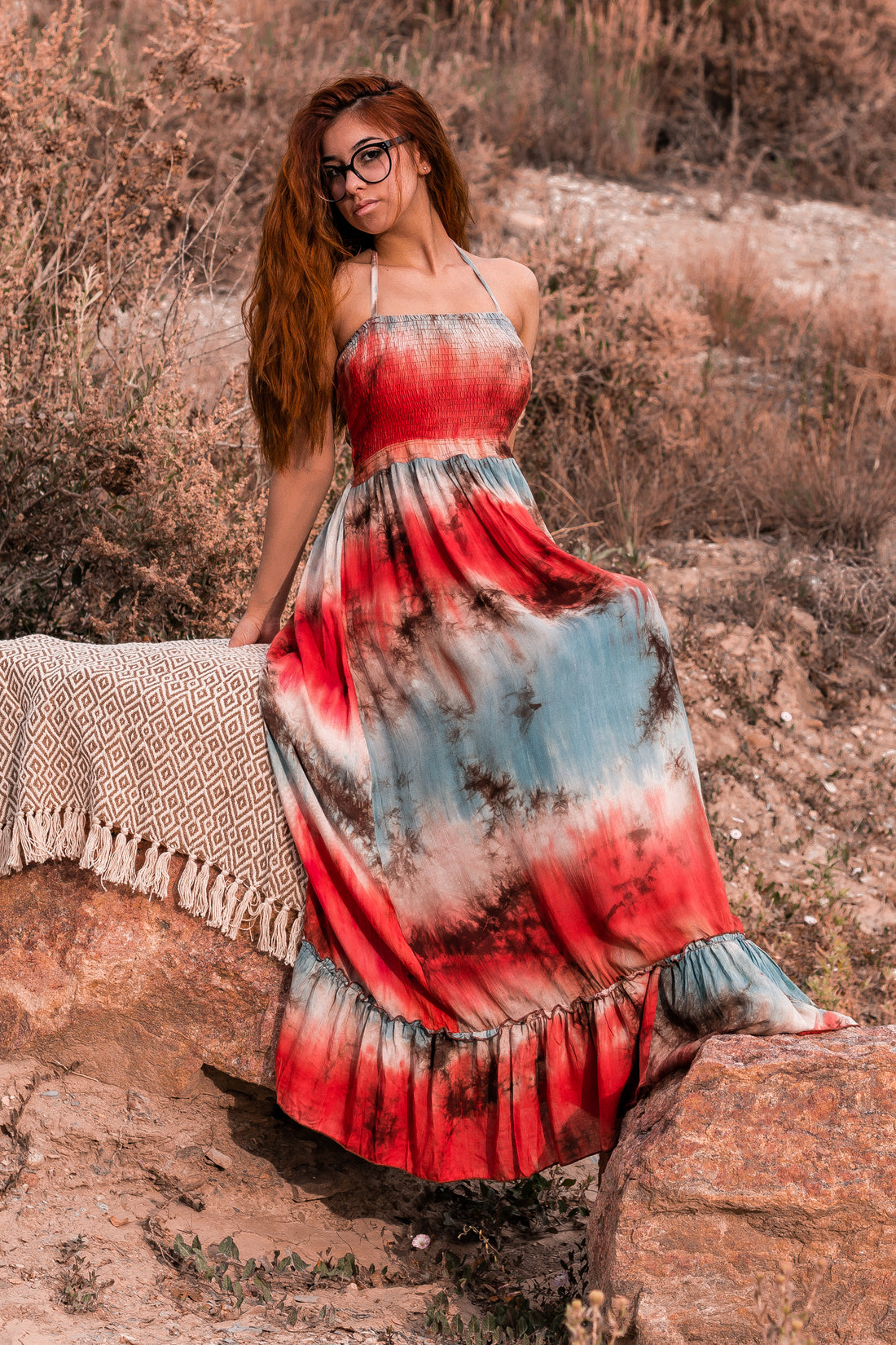 On The Horizon Tie Dye Halter Maxi - Truelynn Clothing Company