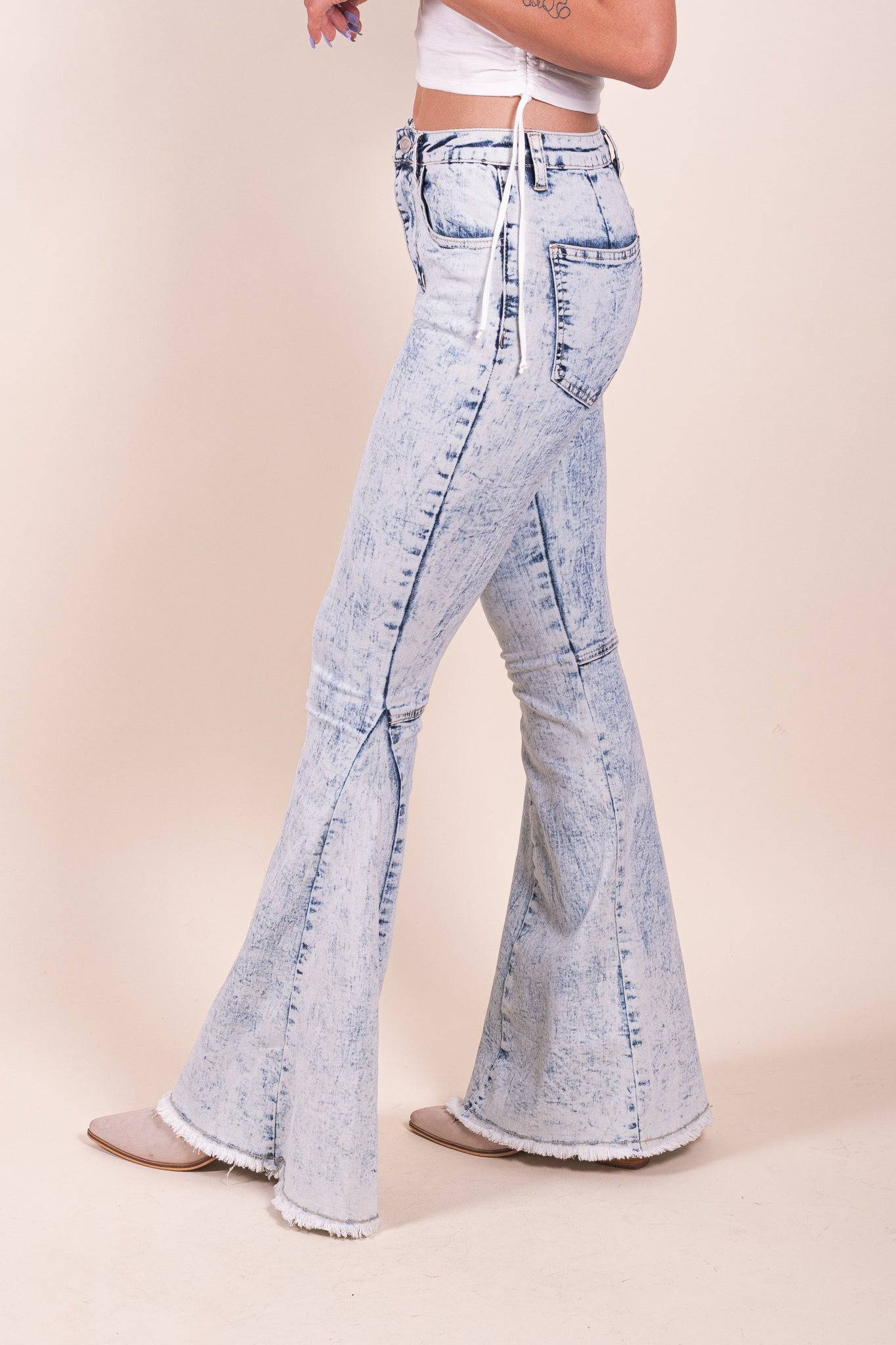 Women's High Waist Denim Jeans Ruffle Tiered Bell Bottom Pants/ Vintage 70s  Style/bohemian/mamma Mia Pants. - Etsy