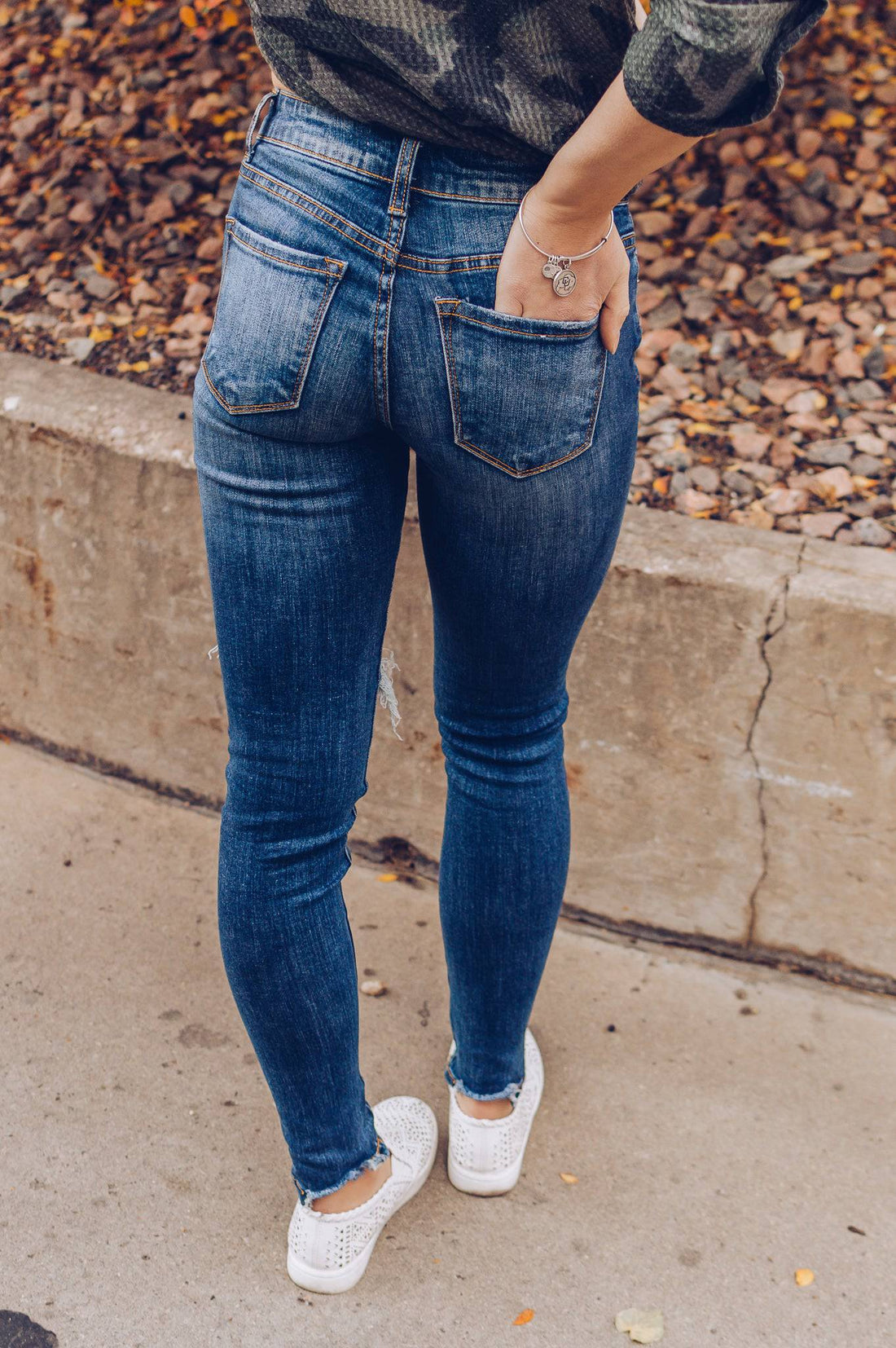 Kayla Distressed Kancan Mid Rise Skinny Denim