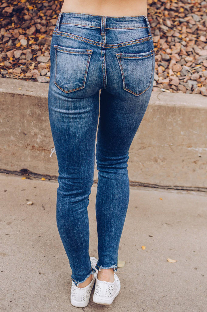 Kayla Distressed Kancan Mid Rise Skinny Denim