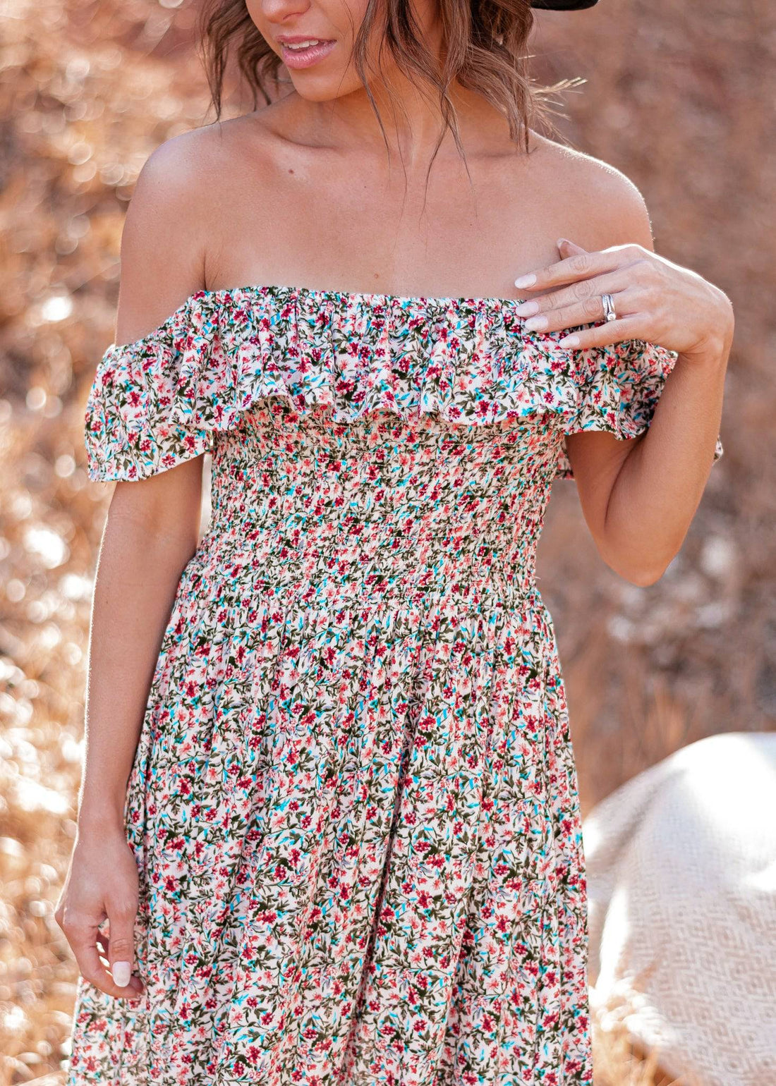 Picture Perfect Moments Off Shoulder Floral Maxi
