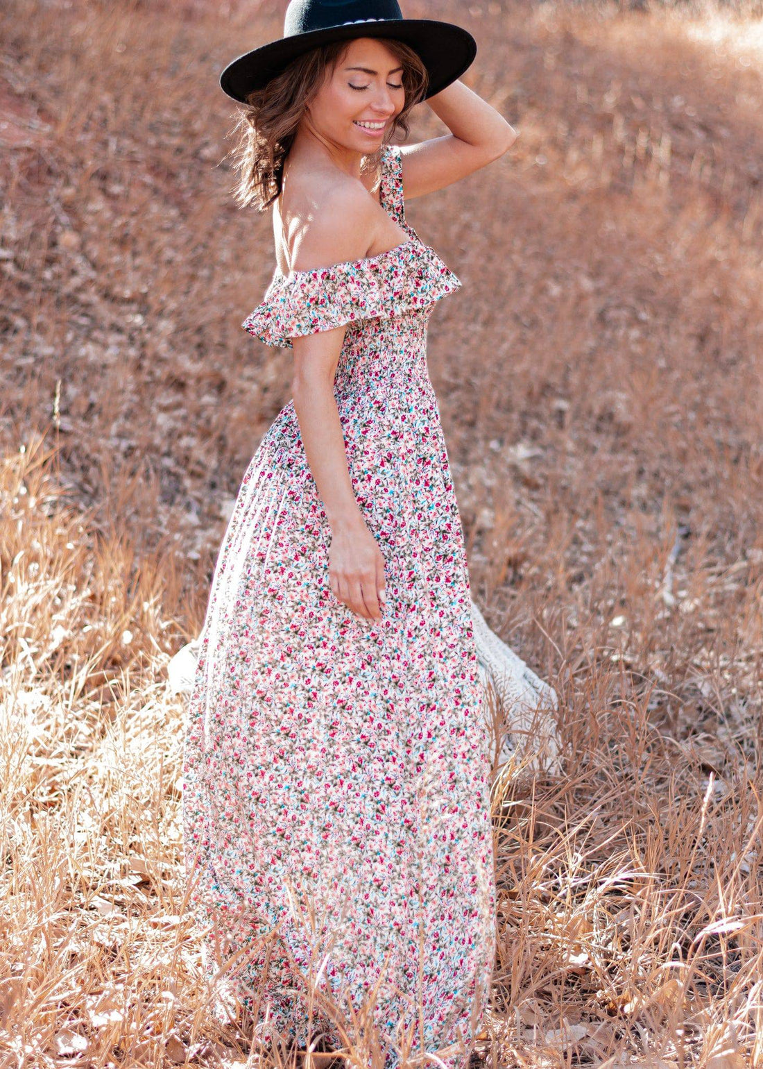 Picture Perfect Moments Off Shoulder Floral Maxi