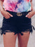 Your Loss Distressed Laced Detail Denim Shorts In Black